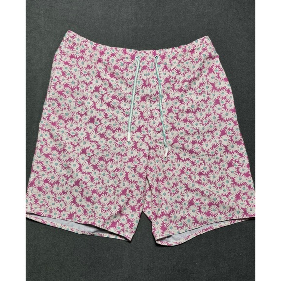 Johnnie-O Mens Floral Swim Trunks Shorts Drawstring Pockets L Large Lined - Picture 1 of 6